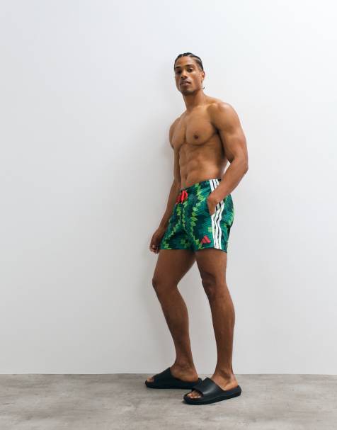 adidas short de bain d'entraînement à motif vert - view 1