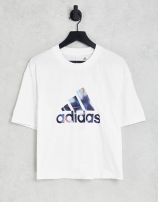 adidas short sleeve top in white