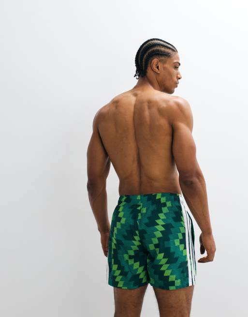 adidas - shorts de baño de entrenamiento con estampado verde, 4 de 5