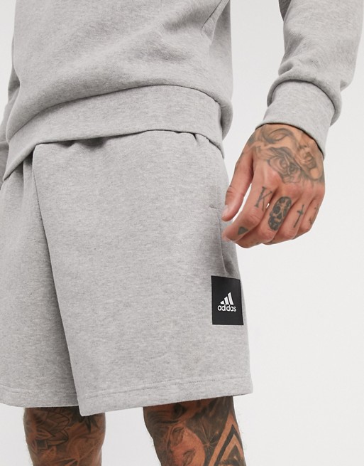 adidas shorts with box logo in grey marl