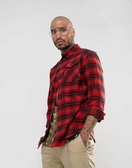 adidas Skateboarding - Chemise oversize à carreaux rouges - BR7936