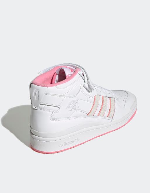 adidas Skateboarding Forum 84 Mid ADV x Lil Dre trainers in white and pink, 3 of 4