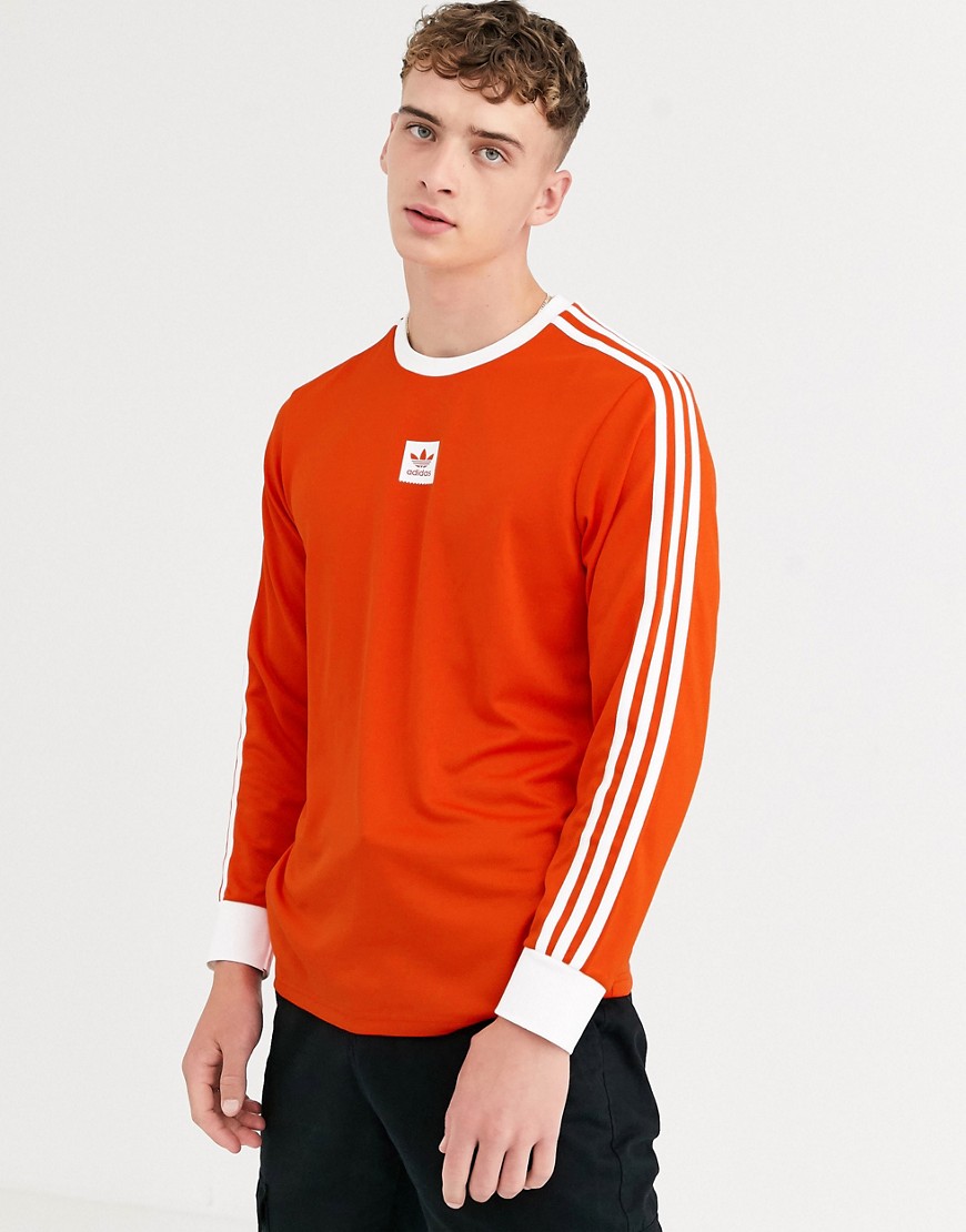 Adidas Skateboarding – Orange, långärmad topp med 3 ränder