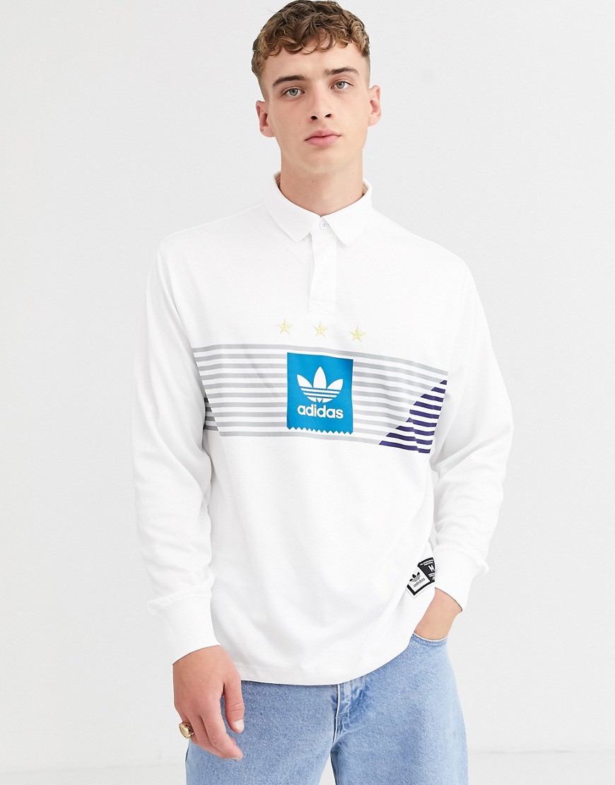 Adidas Skateboarding rugby polo in white