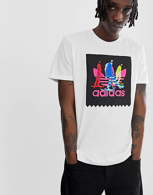 adidas Skateboarding trefoil graphic logo print t-shirt in white | ASOS