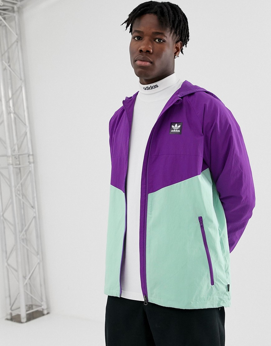 adidas Skateboarding windbreaker jacket with cut and sew in purple