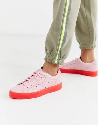 adidas sleek trainers pink