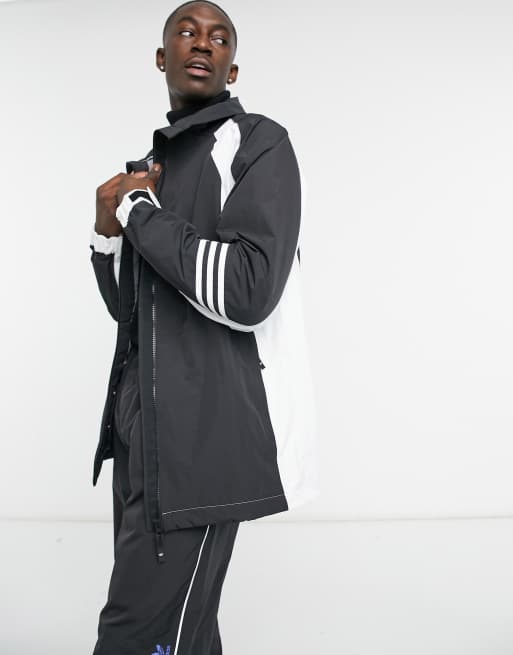 adidas Snowboarding 10k DNA snow jacket in black/white