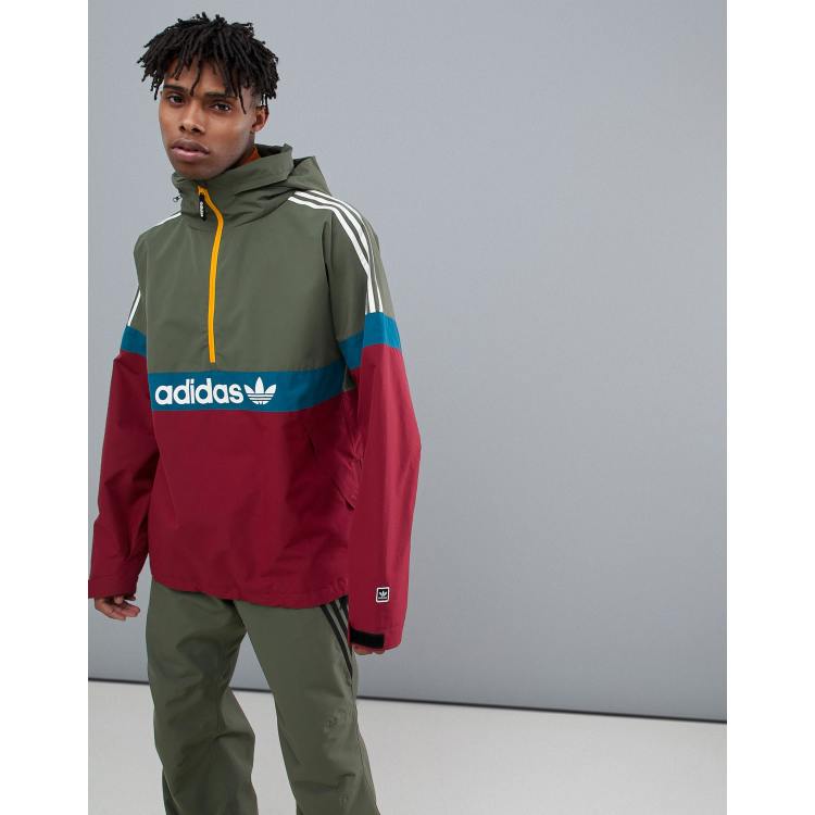 adidas Snowboarding BB Snowbreaker Jacket in Red/Green