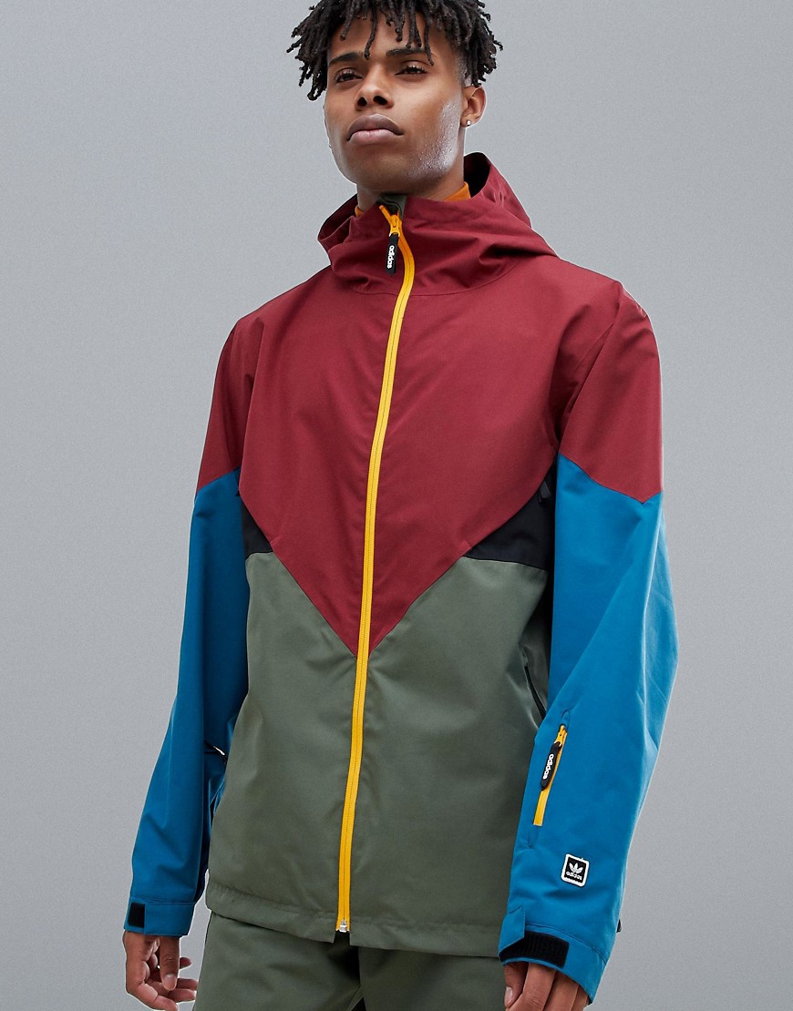adidas Snowboarding Premiere Riding Jacket in Green/Red/Blue
