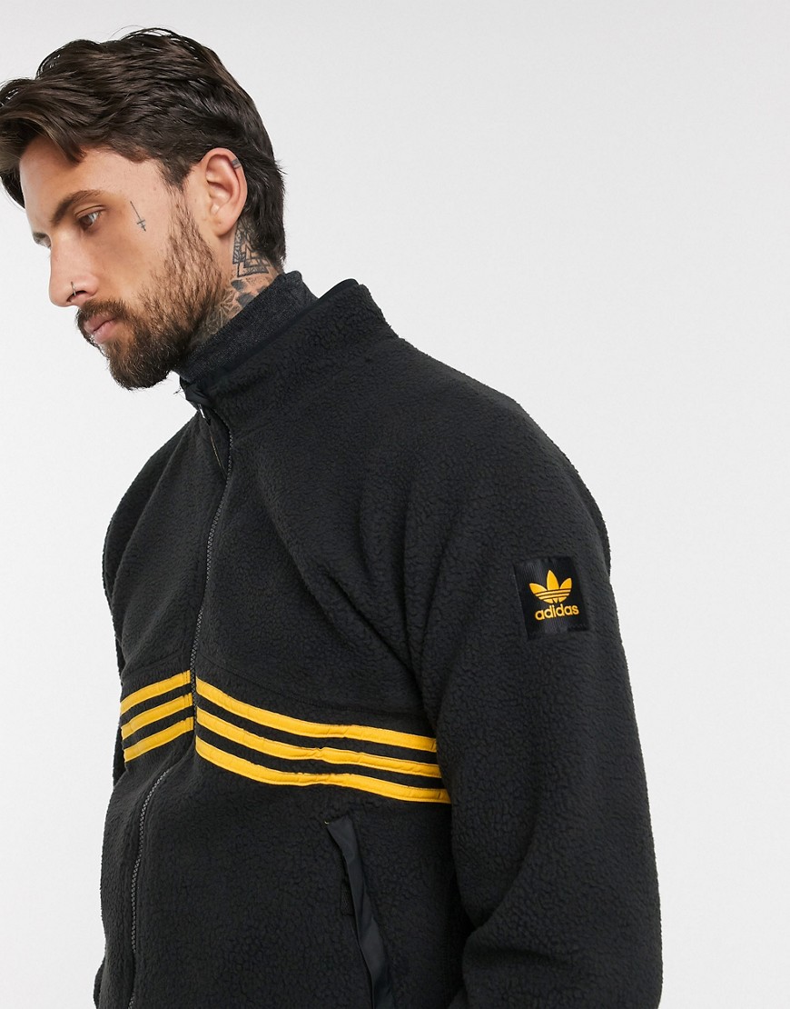 Adidas Snowboarding - Sort sherpa jakke med lynlås