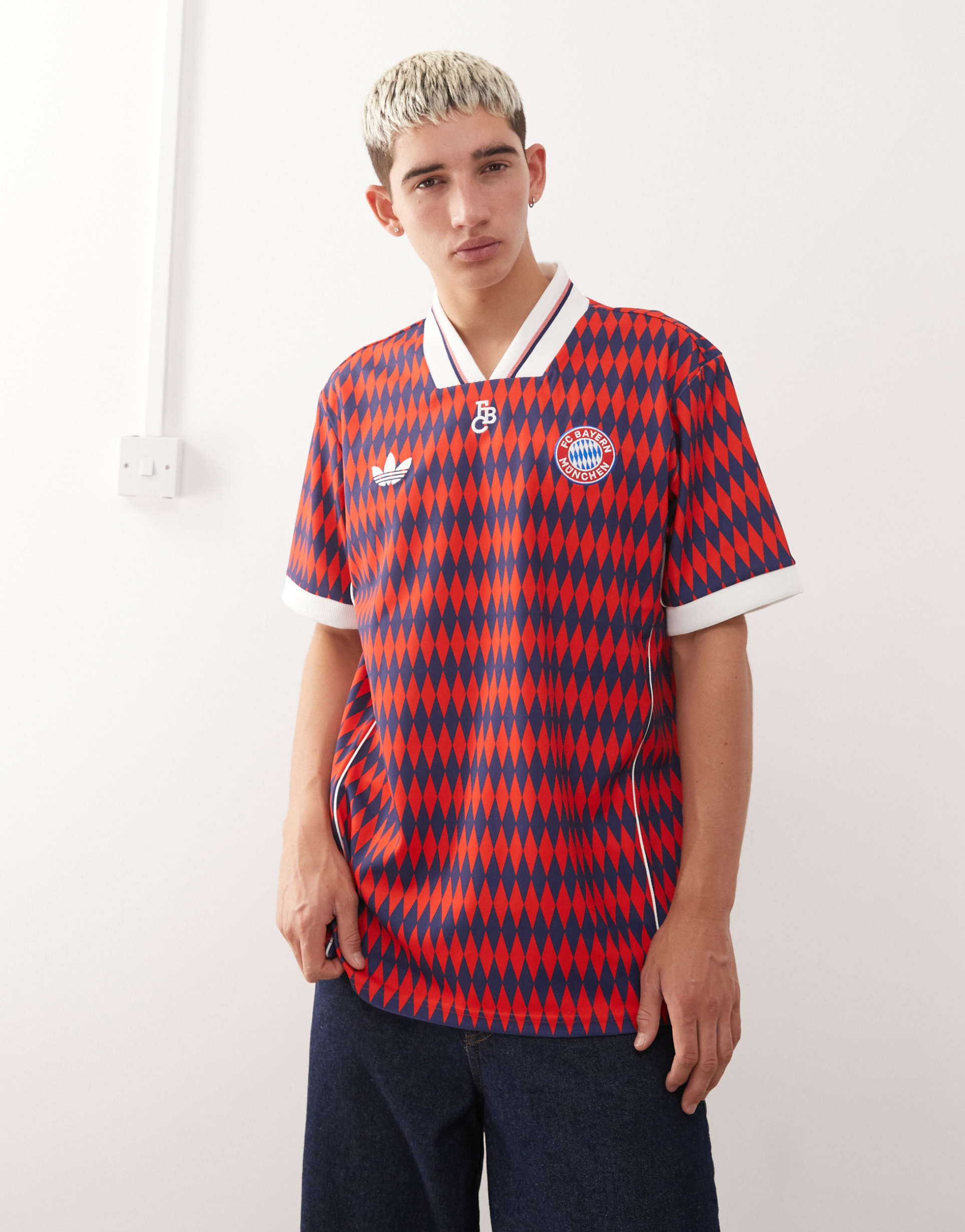adidas soccer bayern munich jersey in red and blue