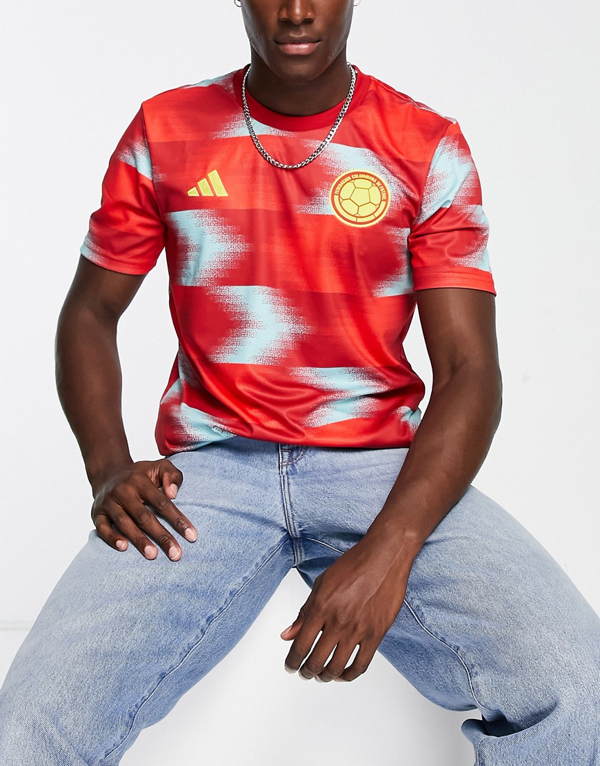 ADIDAS ORIGINALS ADIDAS SOCCER COLOMBIA WORLD CUP '22 PRE-MATCH PRINTED SHIRT IN MULTI