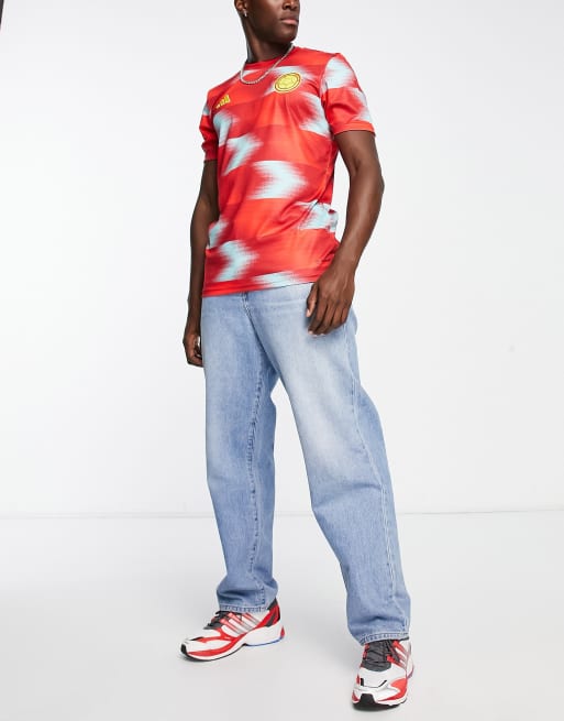adidas Soccer Colombia World Cup '22 pre-match printed shirt in multi, 3 of 4