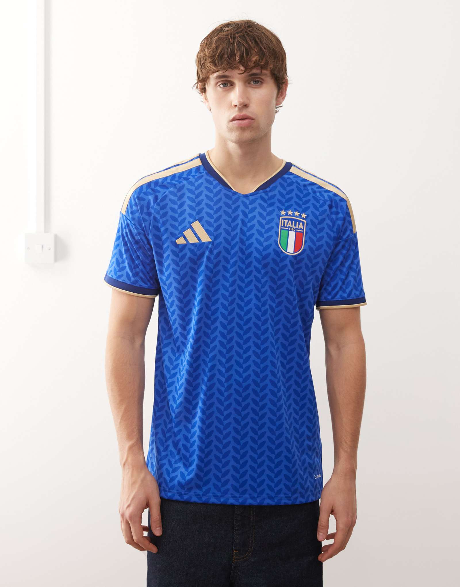 домашняя майка adidas Soccer Italy синего цвета