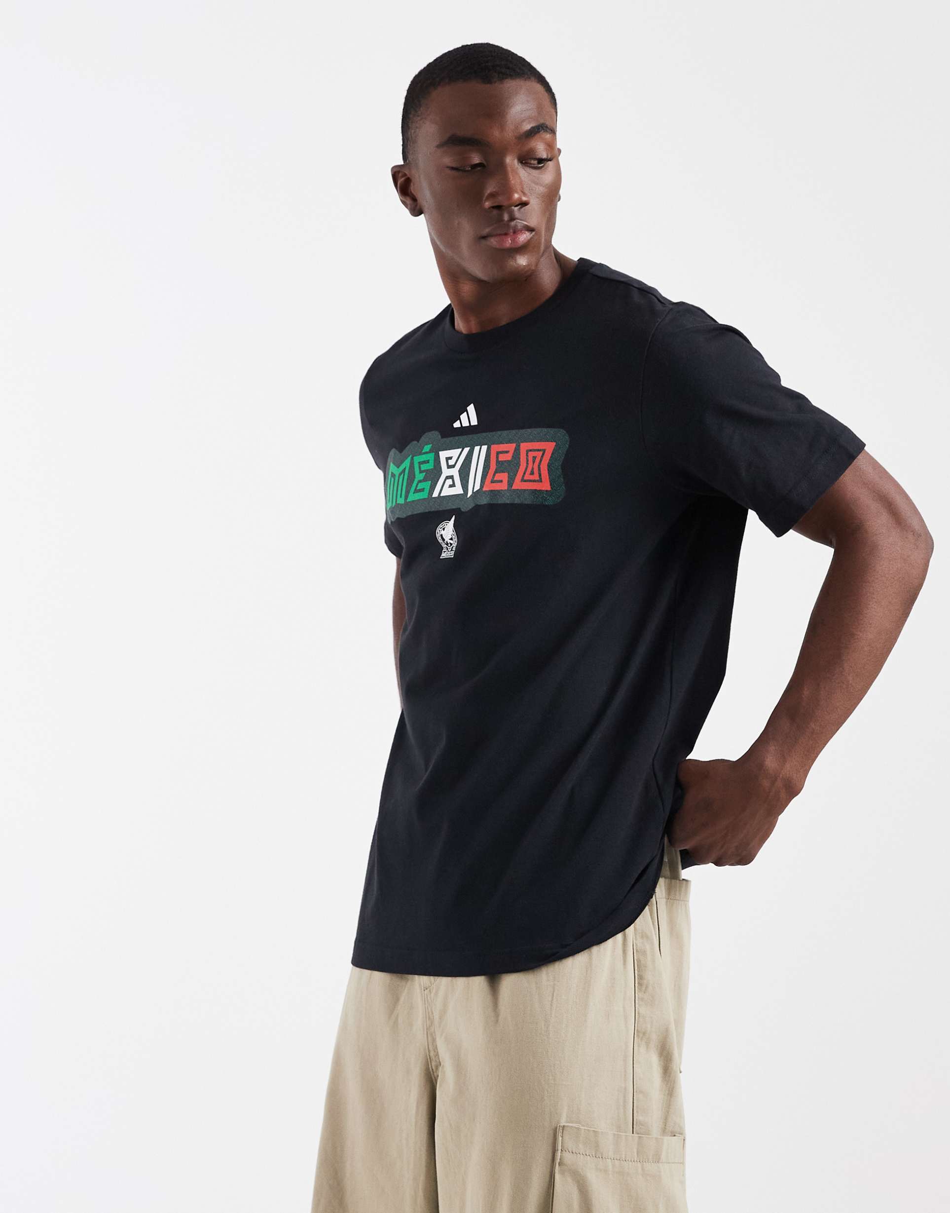 adidas soccer mexico t-shirt in black