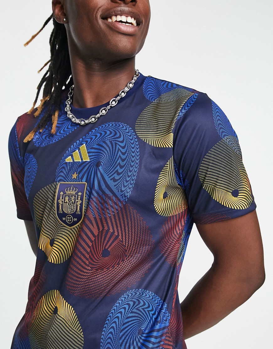 adidas Soccer Spain World Cup '22 pre-match printed shirt in multi