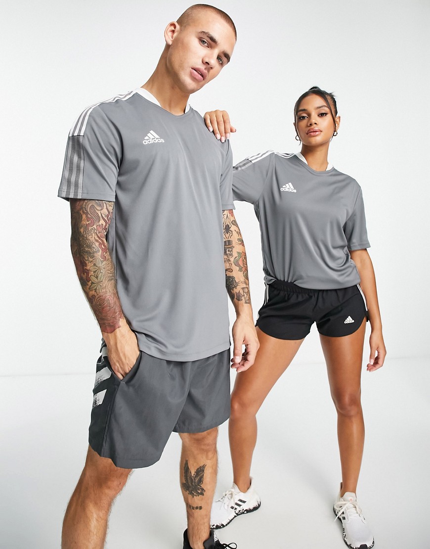 adidas Soccer Tiro 21 t-shirt in gray-Black