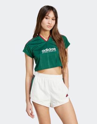 adidas Soccer Tiro cropped t-shirt in dark green