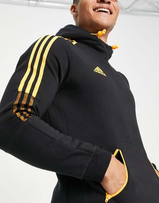 Adidas hoodie best sale yellow stripes