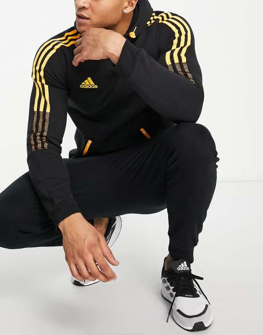 Black and shop yellow adidas sweatshirt