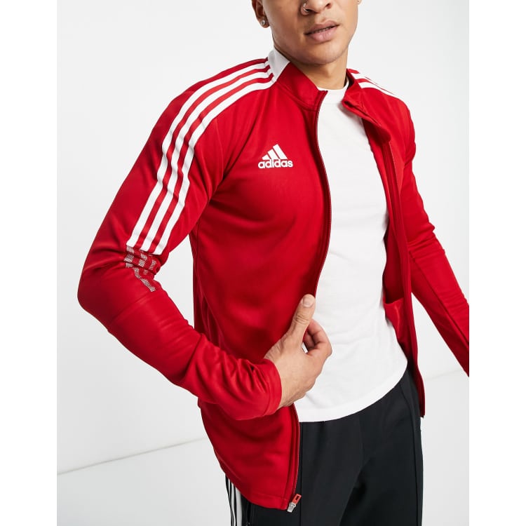 adidas Essentials Warm-Up 3-Stripes Track Jacket - Red