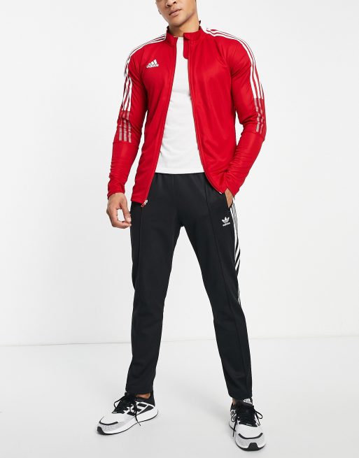 Adidas red stripe on sale jacket