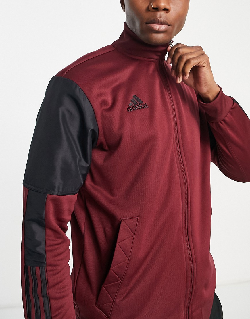 Adidas Soccer Tiro paneled track jacket in burgundy-Red
