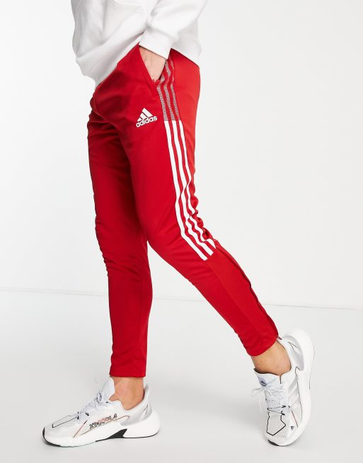 adidas Soccer Tiro sweatpants with three stripe in red ASOS