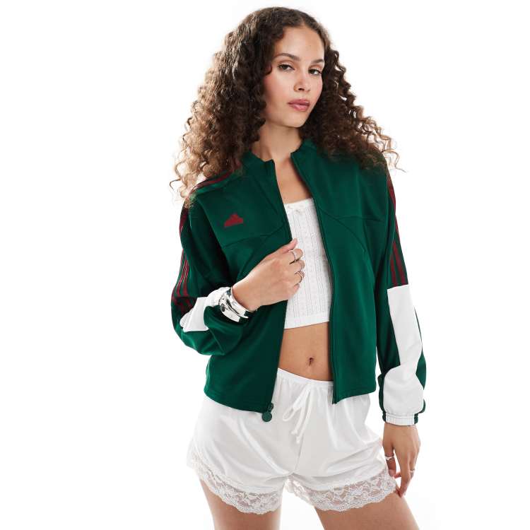 Dark green adidas track jacket hotsell