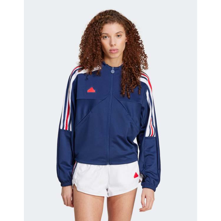 Adidas navy blue track jacket online