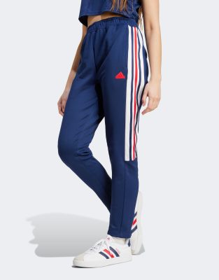 adidas Soccer Tiro trackpants in navy blue with red and white stripes ASOS