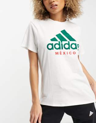 ADIDAS ORIGINALS ADIDAS SOCCER WORLD CUP MEXICO T-SHIRT IN WHITE