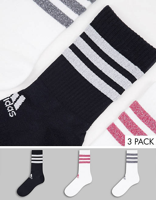 adidas socks with three stripes in multi 3 pack