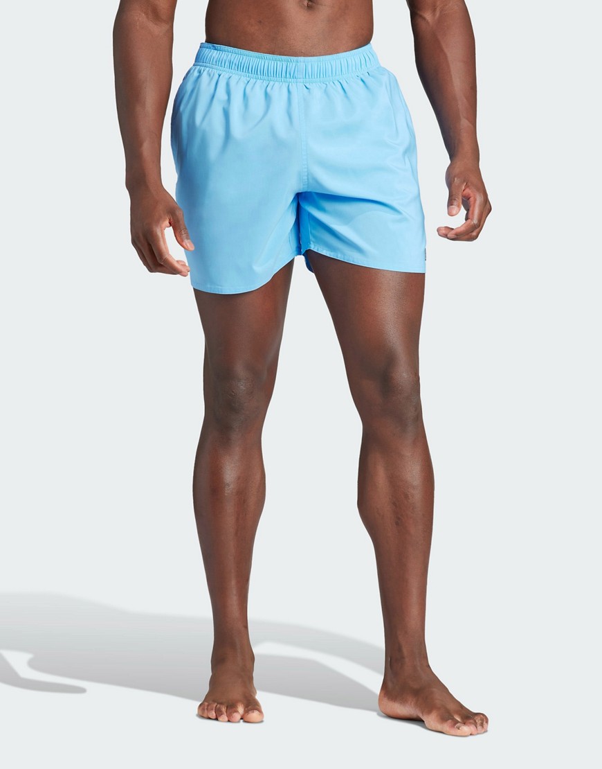 adidas Solid CLX short-length swim shorts in light blue