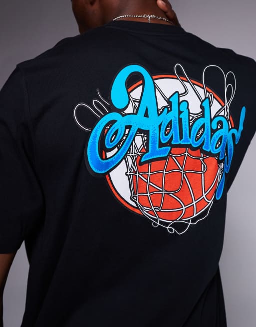 adidas - Sort T-shirt med basketball-print på ryggen, 3 af 4