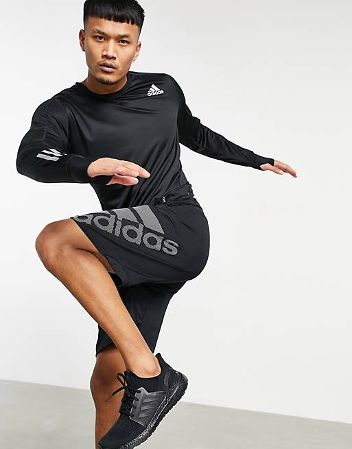 adidas - Sort t-shirt til løb med lange ærmer