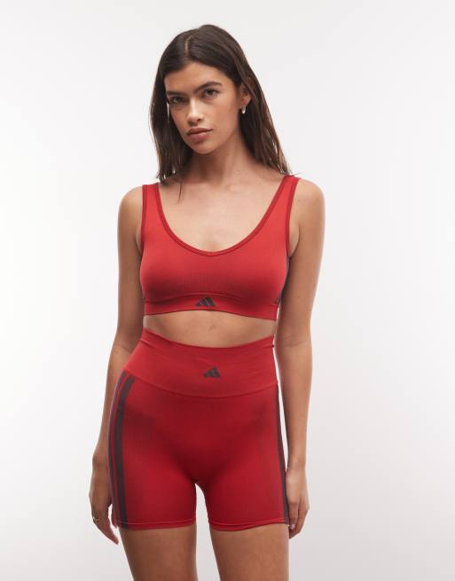 adidas sport active microstretch bralette met diepe hals in rood, 4 van 4