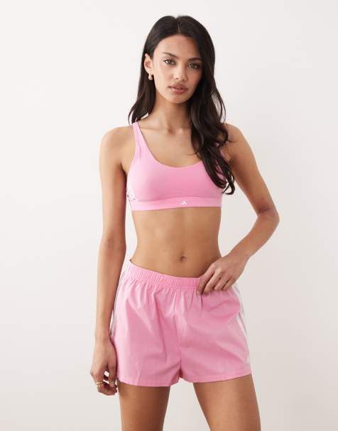 Adidas Sports active essentials stripes scoop bralette in pink - view 1