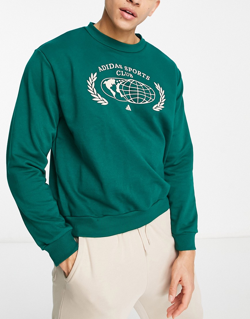 Adidas Originals Adidas Training Sports Club Graphic Sweatshirt In Green