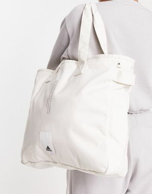 adidas Sports Style logo tote bag in off white