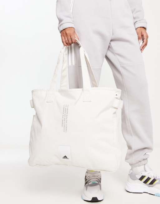 adidas Sports Style logo tote bag in off white