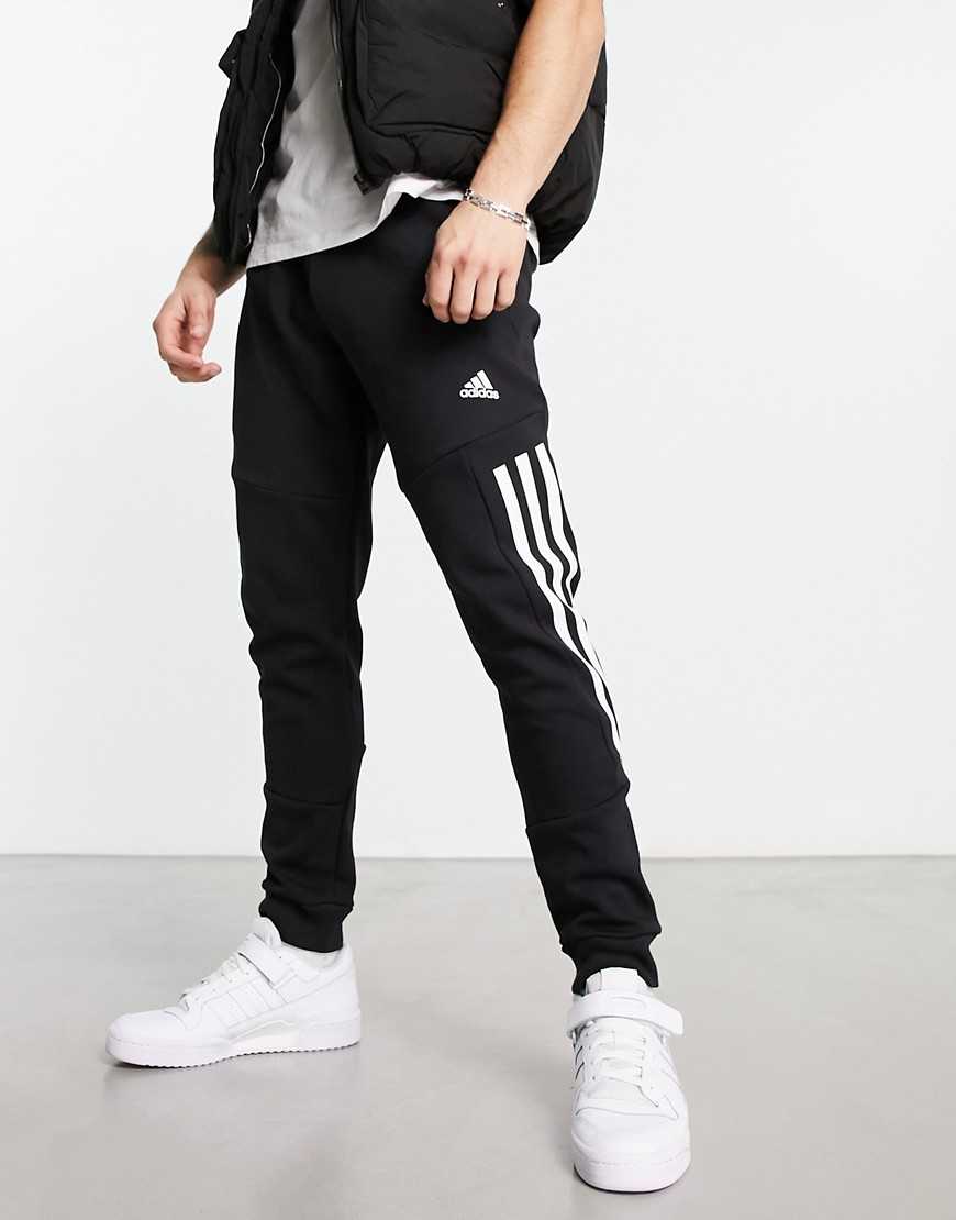 Adidas Sportstyle Future Icons 3 stripe sweatpants in black