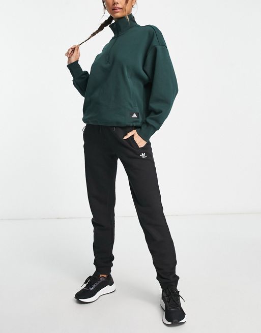adidas Sportstyle Future Icons half zip sweatshirt in dark green