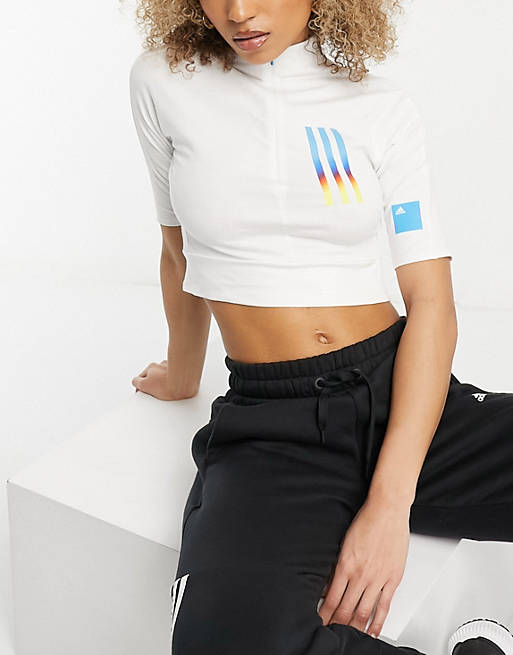 adidas Mission cropped t-shirt in white | ASOS