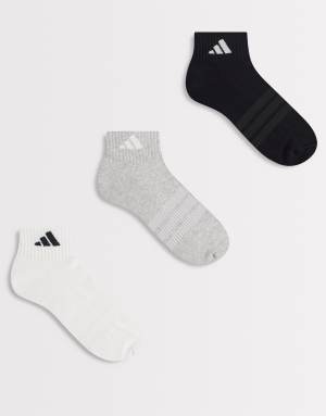adidas Sportswear 3 pack ankle socks in black, white and grey
