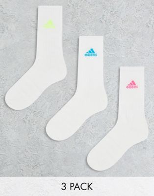adidas Sportswear 3 pack bright logo crew socks in white