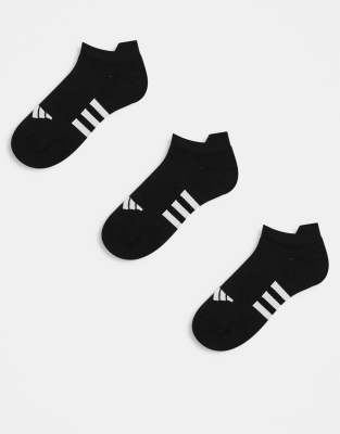 adidas performance adidas Sportswear 3 pack cushioned trainer socks in black