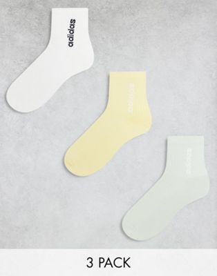adidas Training 3 pack socks in yellow, white and green