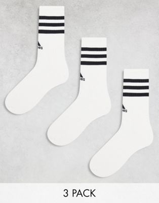 adidas Training 3 pack three stripe socks in white